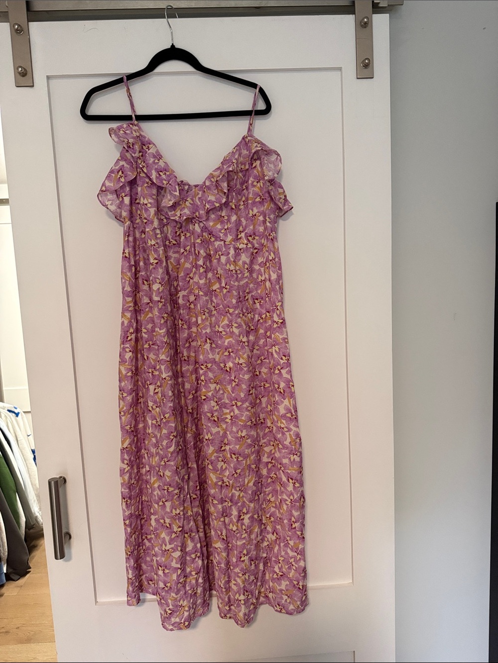 H&M Lavender Floral Ruffle-Trim Slip Dress